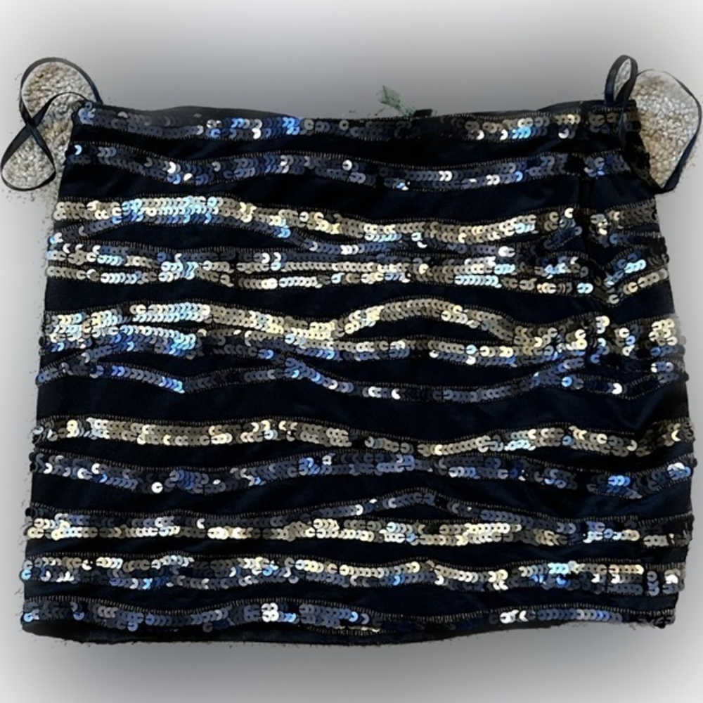 Women’s LaRox Luxe‎ Black Silver Sequin Mini Skirt Size Medium Festival EUC